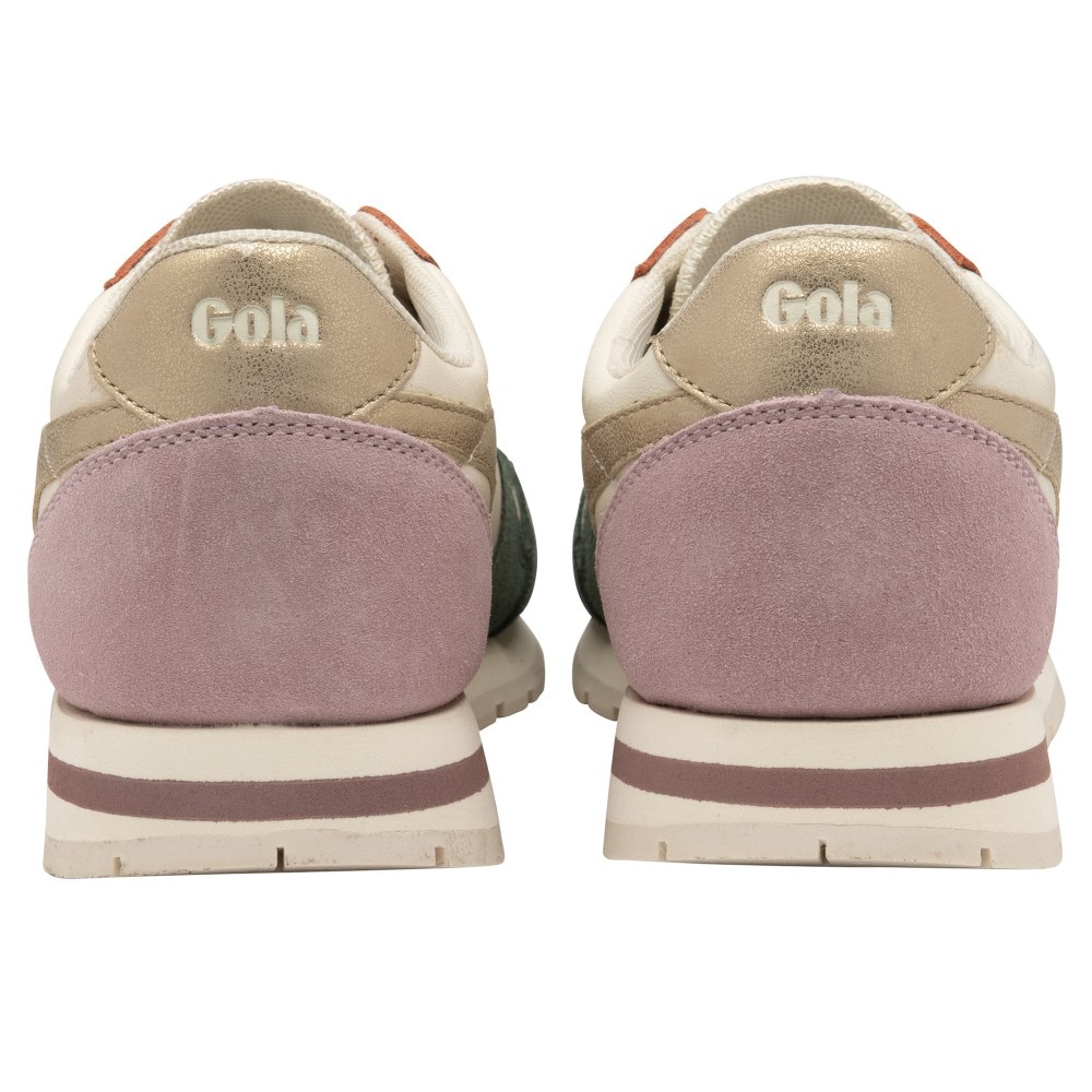Gola Classics Women's Daytona Quadrant Sneakers - Off White/Sage/Gold/Pastel Pink