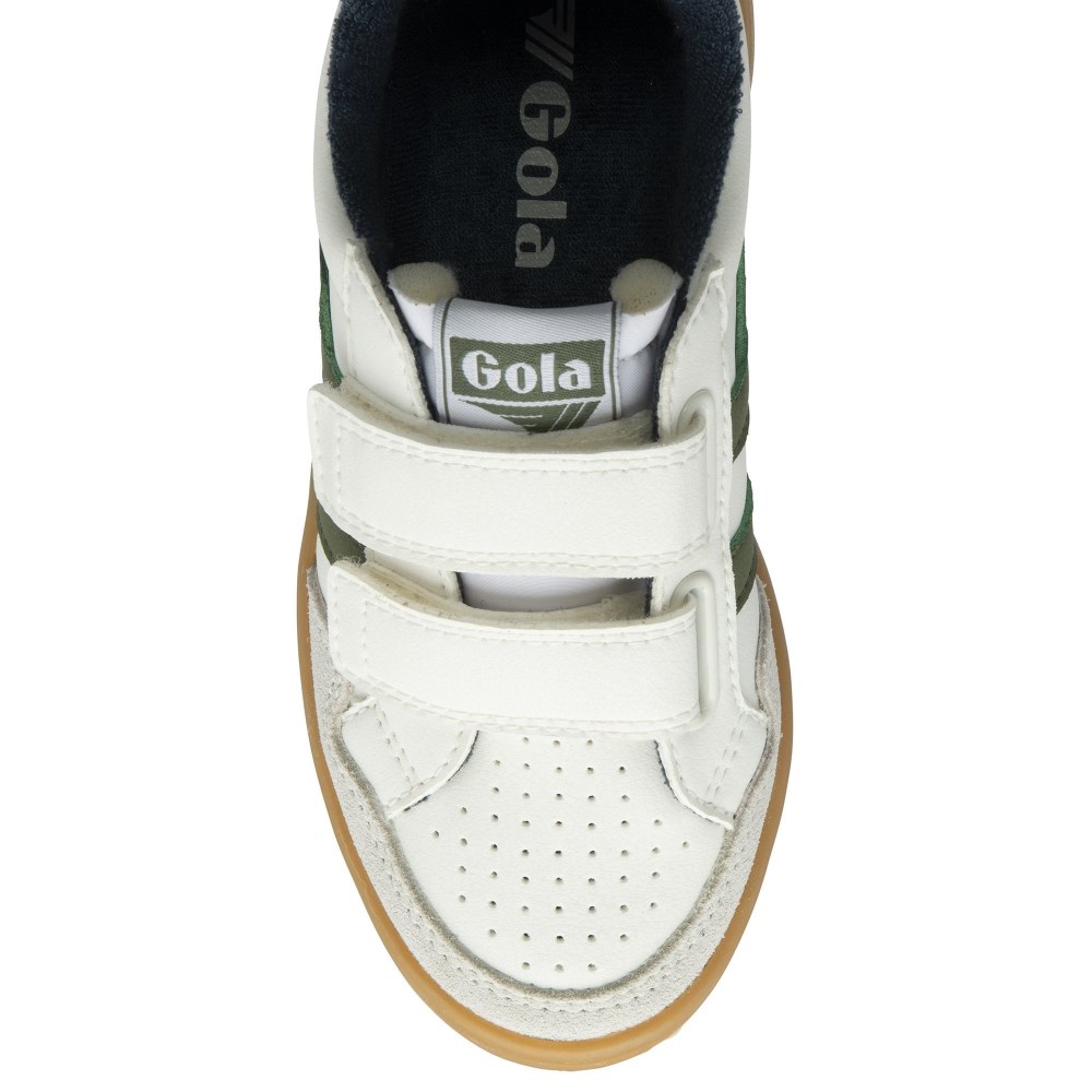 Gola Classics Kids' Eagle Strap Sneakers - White/Evergreen/Navy