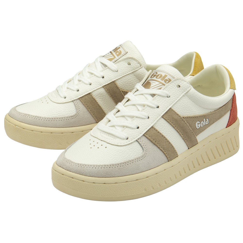 Gola Classics Women's Grandslam Trident Sneakers - White/Bone/Flax