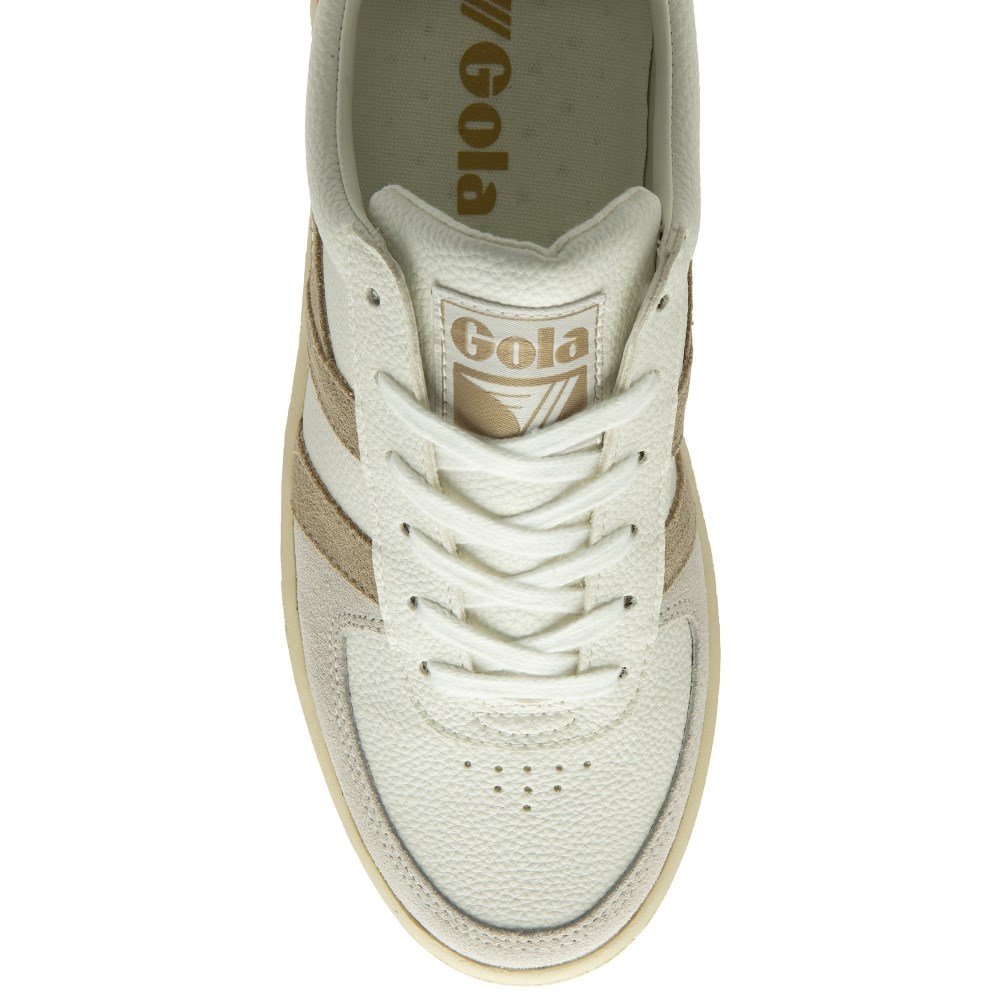Gola Classics Women's Grandslam Trident Sneakers - White/Bone/Flax