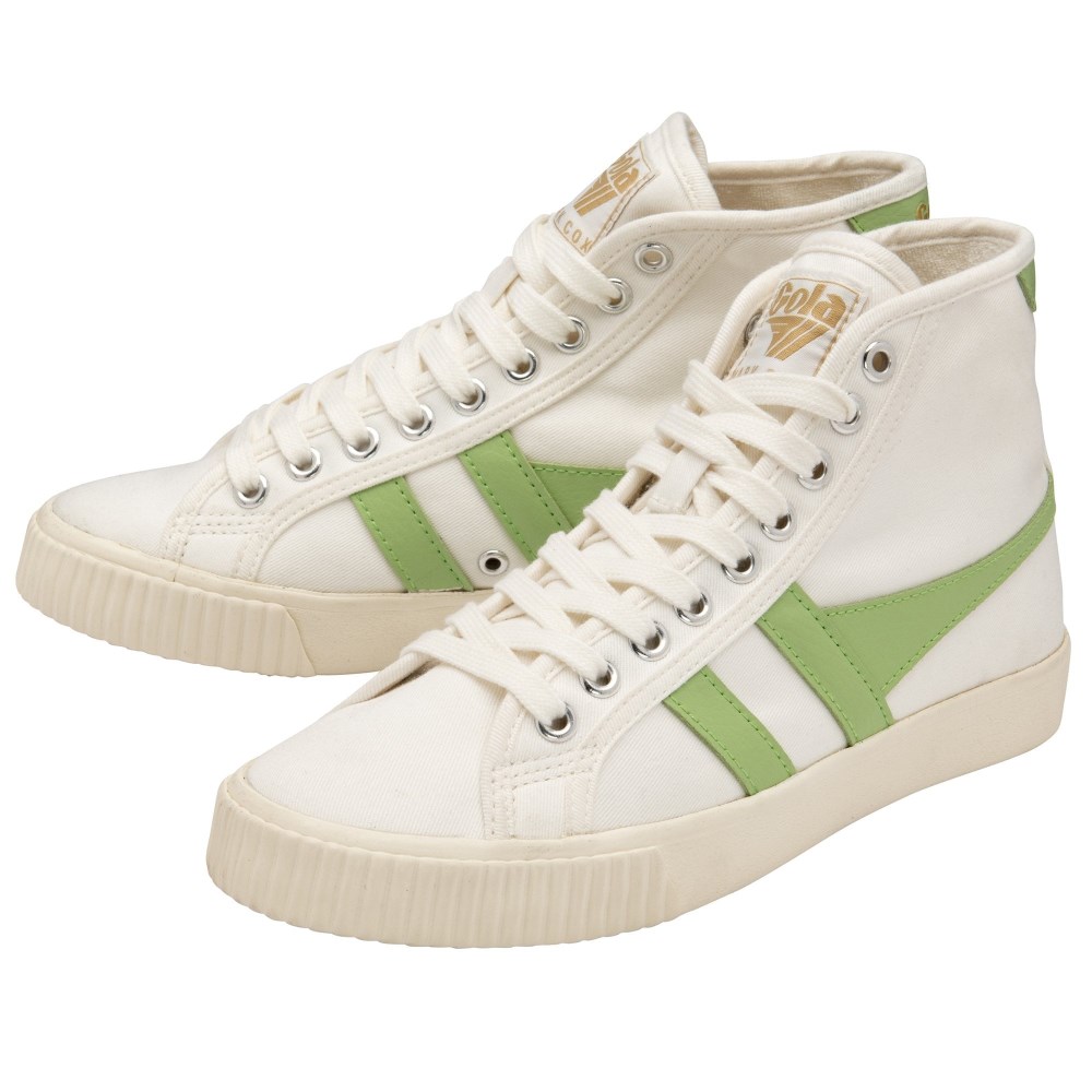 Vegan Gola Classics Women's Tennis Mark Cox High Sneakers - Off White/Patina Green