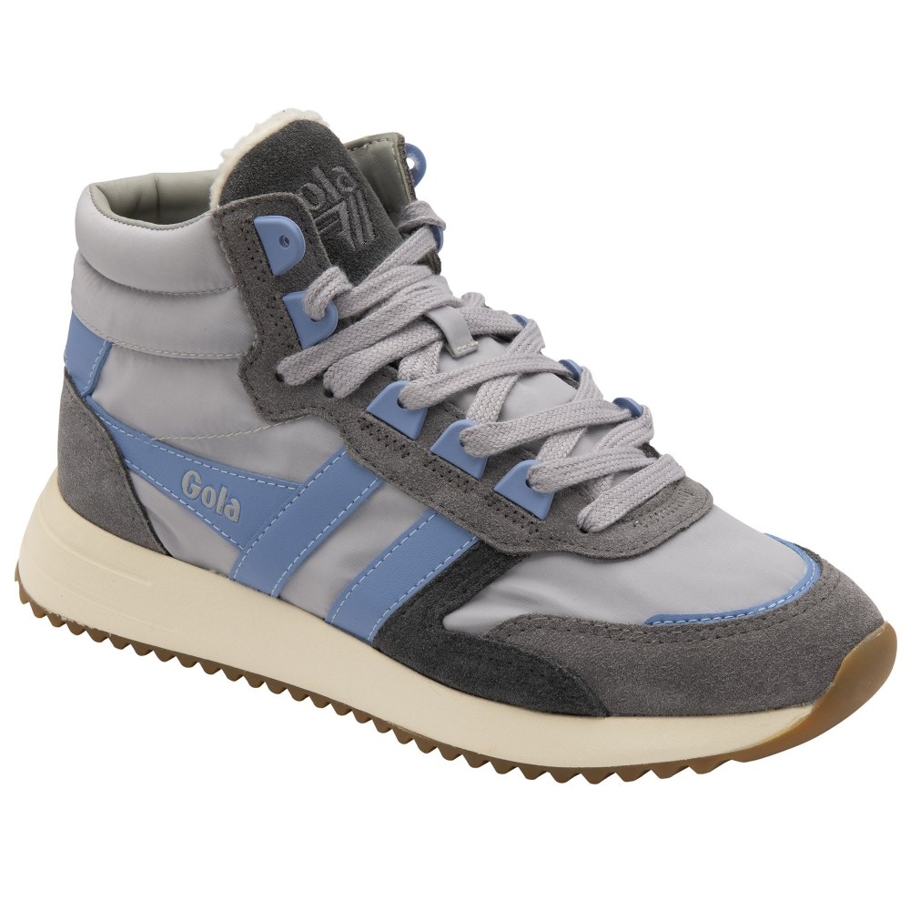 Gola Classics Women's Chicago High Sneakers - Light Grey/Vista Blue/Vista Blue