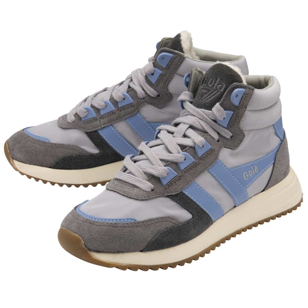 Gola Classics Women's Chicago High Sneakers - Light Grey/Vista Blue/Vista Blue