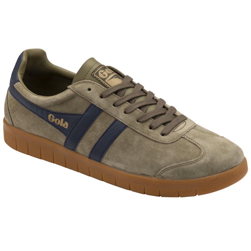 Gola Classics Men's Hurricane Suede Sneakers - Khaki/Navy/Khaki/Gum