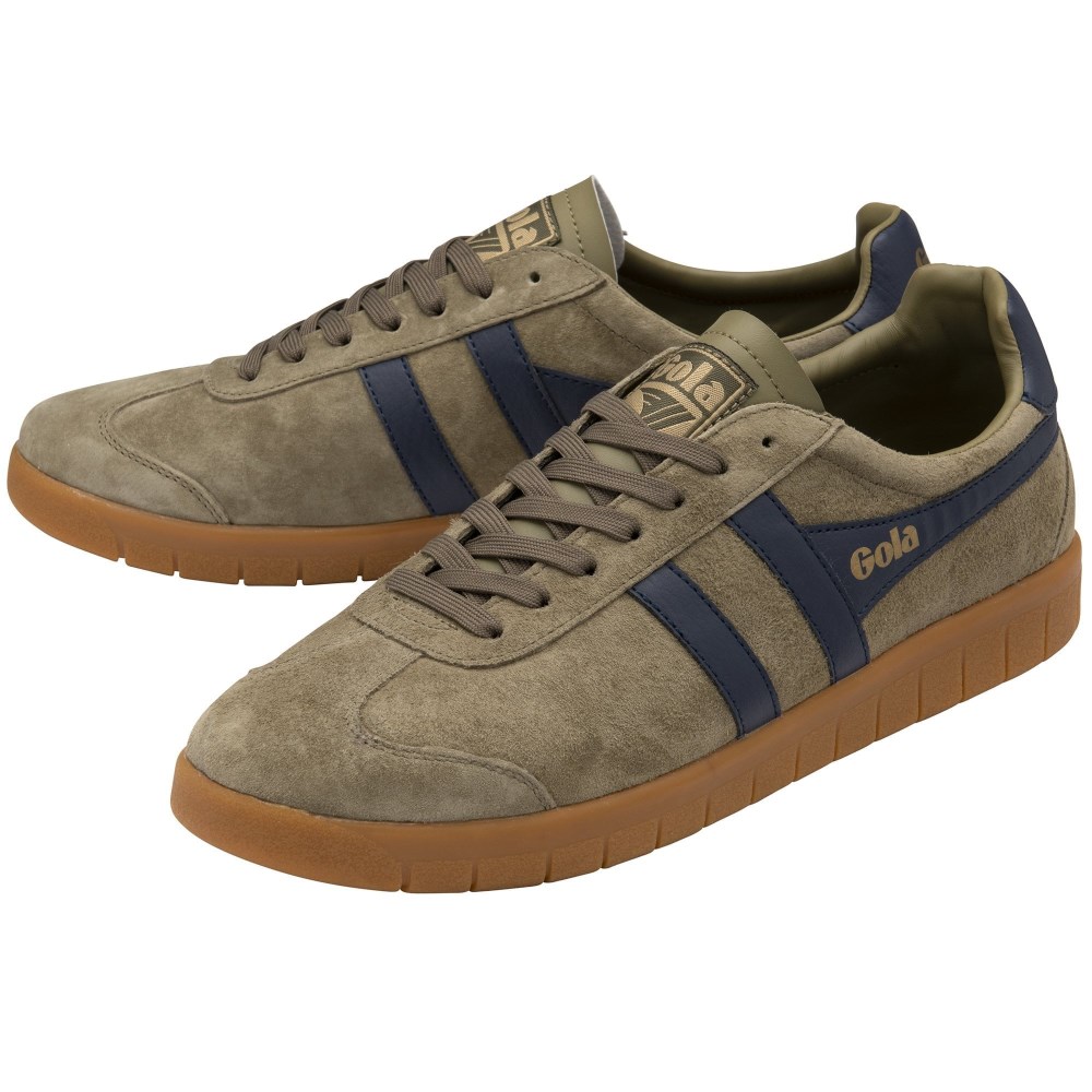 Gola Classics Men's Hurricane Suede Sneakers - Khaki/Navy/Khaki/Gum