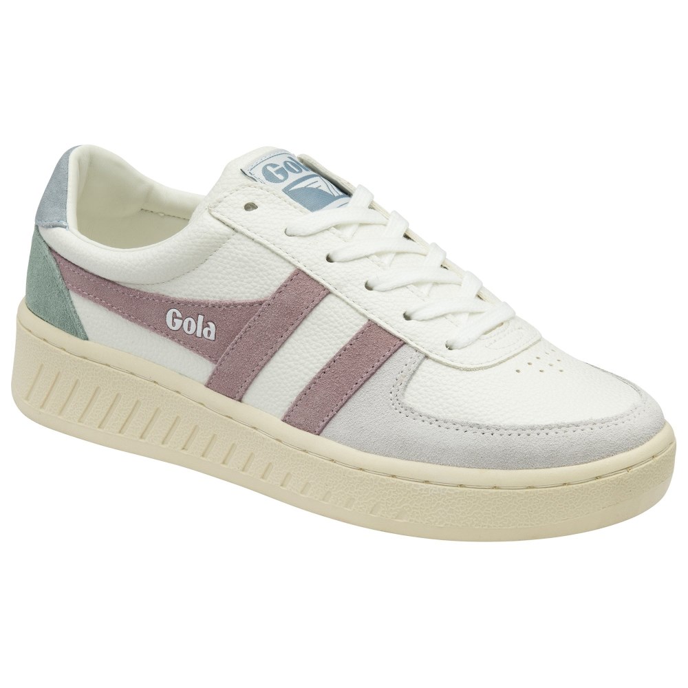 Gola Classics Women's Grandslam Trident Sneakers - White/Pastel Pink/Iceberg