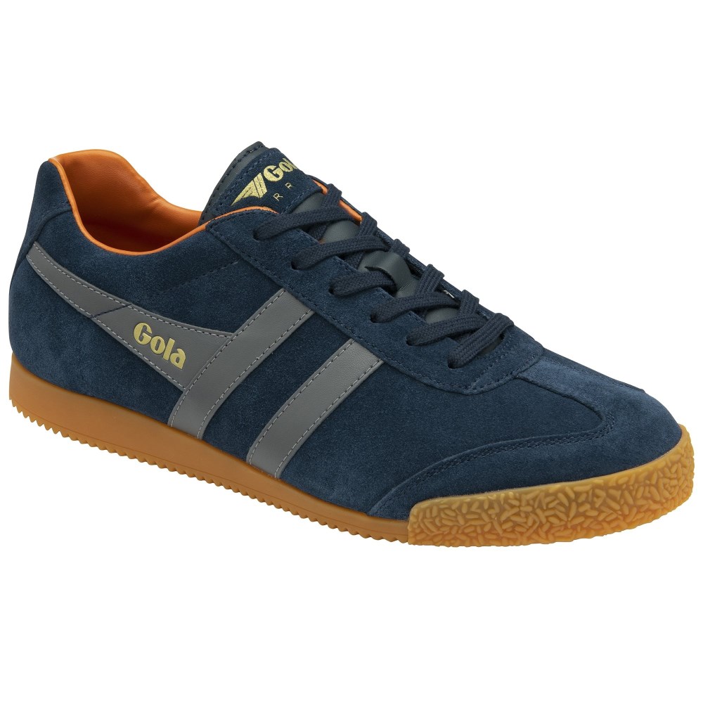 Gola Classics Men's Harrier Suede Sneakers - Navy/Ash/Moody Orange