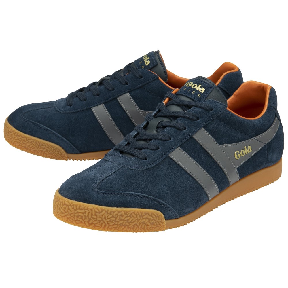 Gola Classics Men's Harrier Suede Sneakers - Navy/Ash/Moody Orange