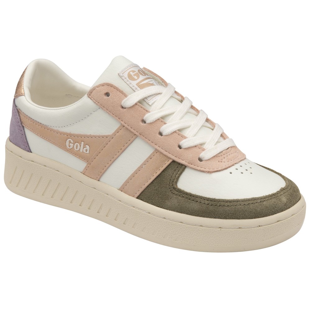 Gola Classics Women's Grandslam Quadrant Sneakers - Off White/Khaki/Rose Gold/Lily