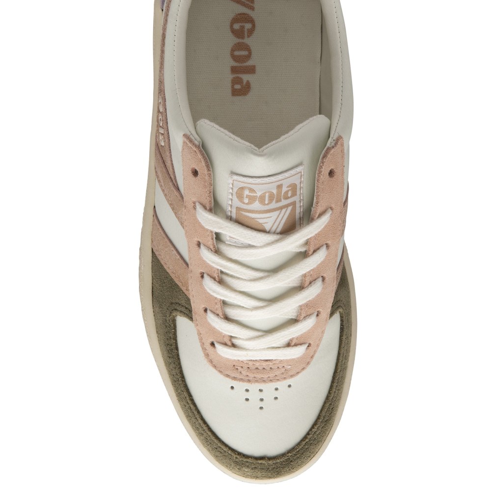 Gola Classics Women's Grandslam Quadrant Sneakers - Off White/Khaki/Rose Gold/Lily