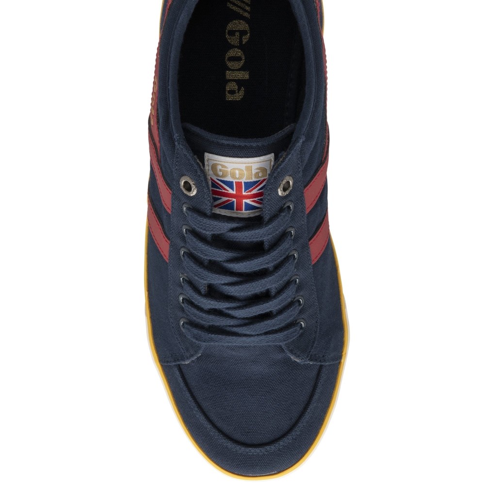 Vegan Gola Classics Men's Comet Plimsoll Sneakers - Navy/Deep Red/Sun