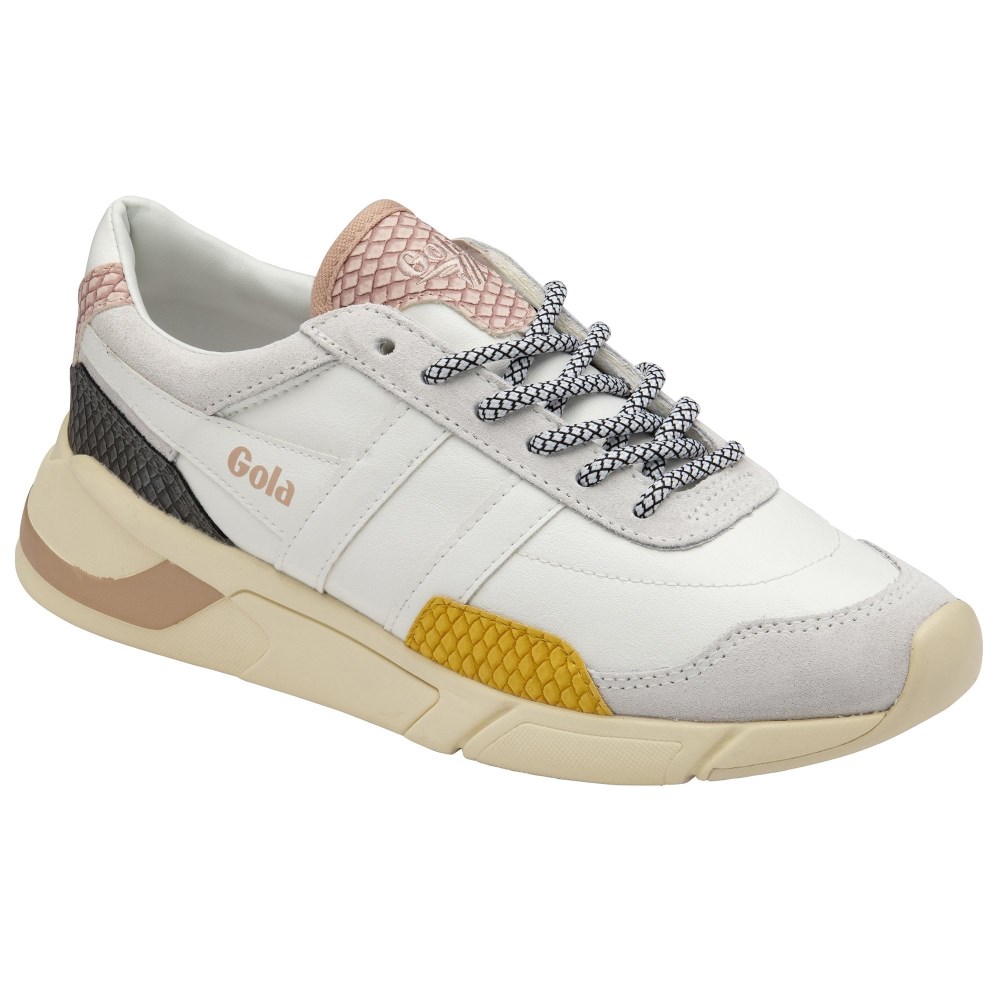 Gola Classics Women's Eclipse Trident Snake Sneakers - White/Sun/Pink