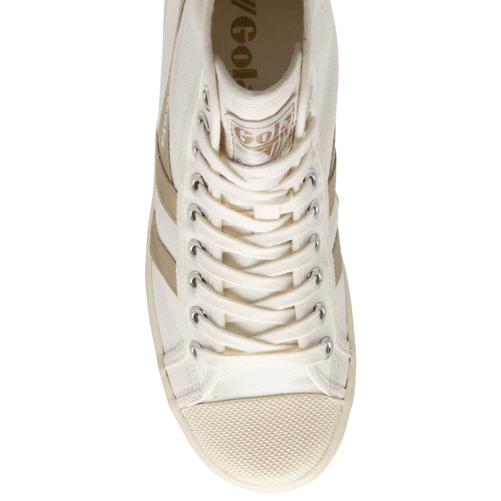 Vegan Gola Classics Women's Coaster Flame High - Off White/Gold