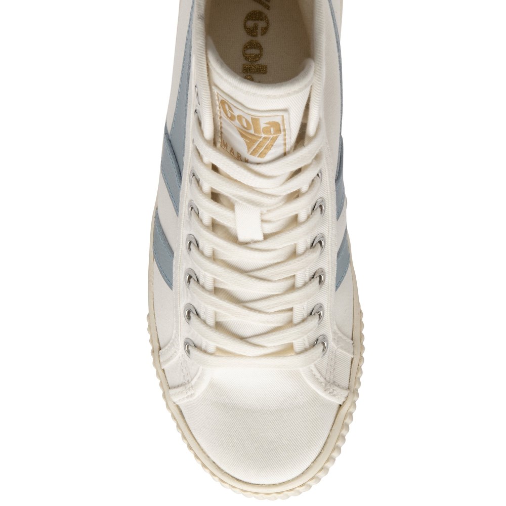 Vegan Gola Classics Women's Tennis Mark Cox High Sneakers - Off White/Ice Blue