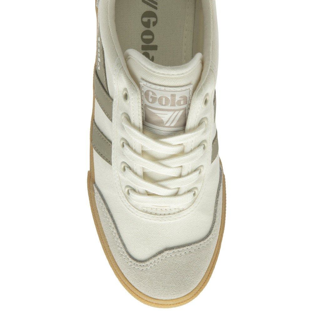 Gola Classics Women's Badminton Plimsoll Sneakers - Off White/Feather Grey/Gum