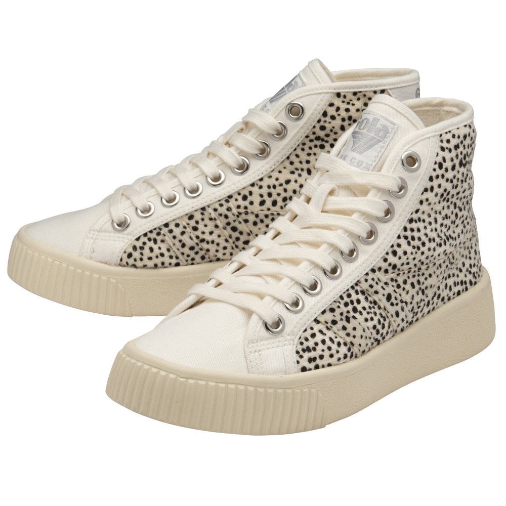 Vegan Gola Classics Women's Baseline High Safari - Off White/Cheetah