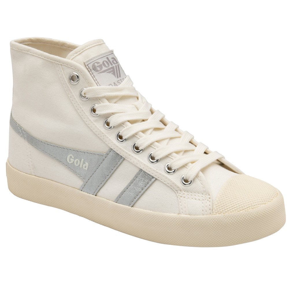 Vegan Gola Classics Women's Coaster Flame High - Off White/Silver