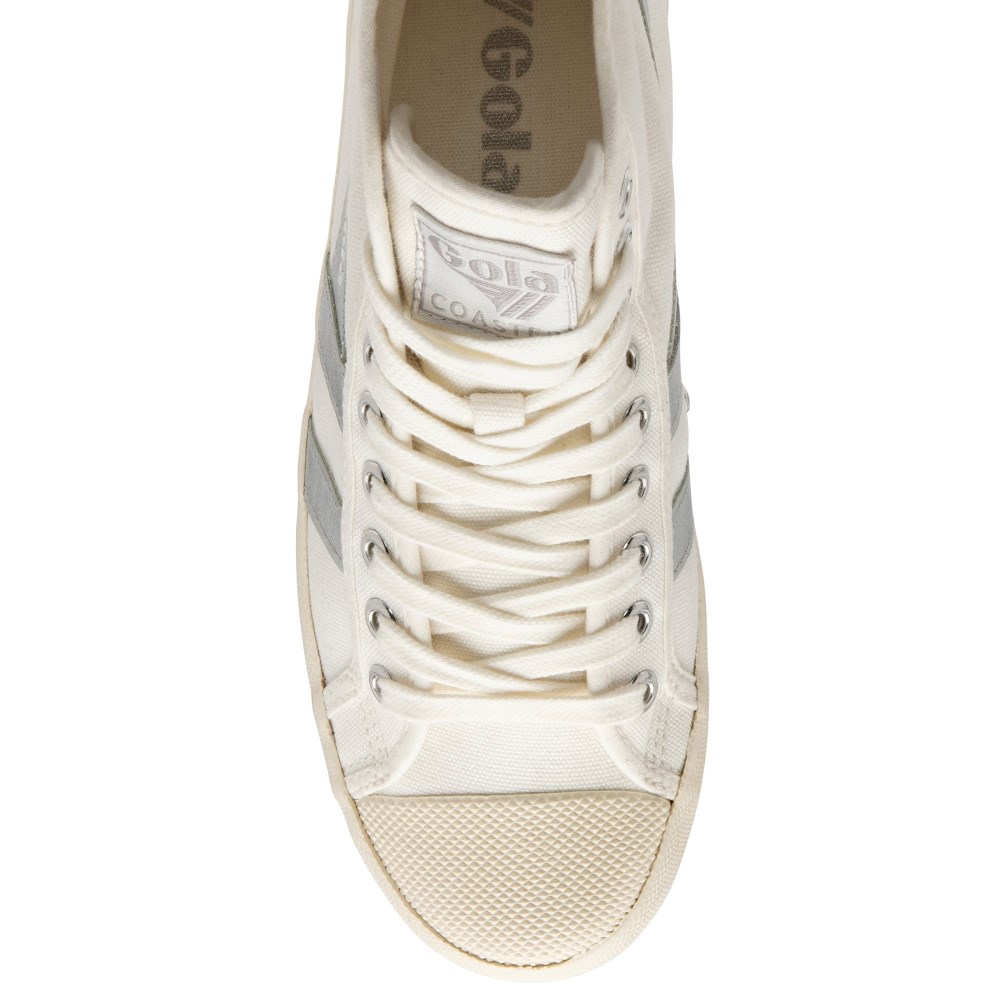 Vegan Gola Classics Women's Coaster Flame High - Off White/Silver