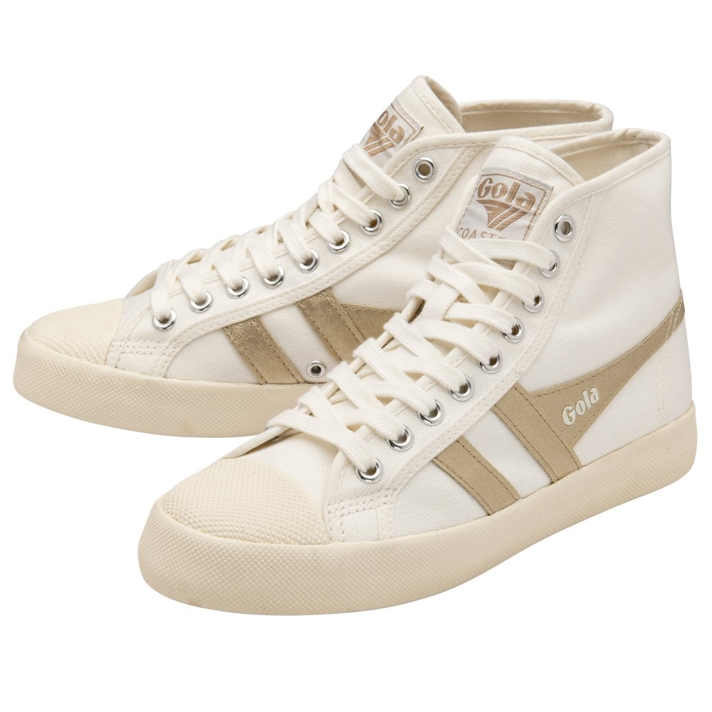 Vegan Gola Classics Women's Coaster Flame High - Off White/Gold