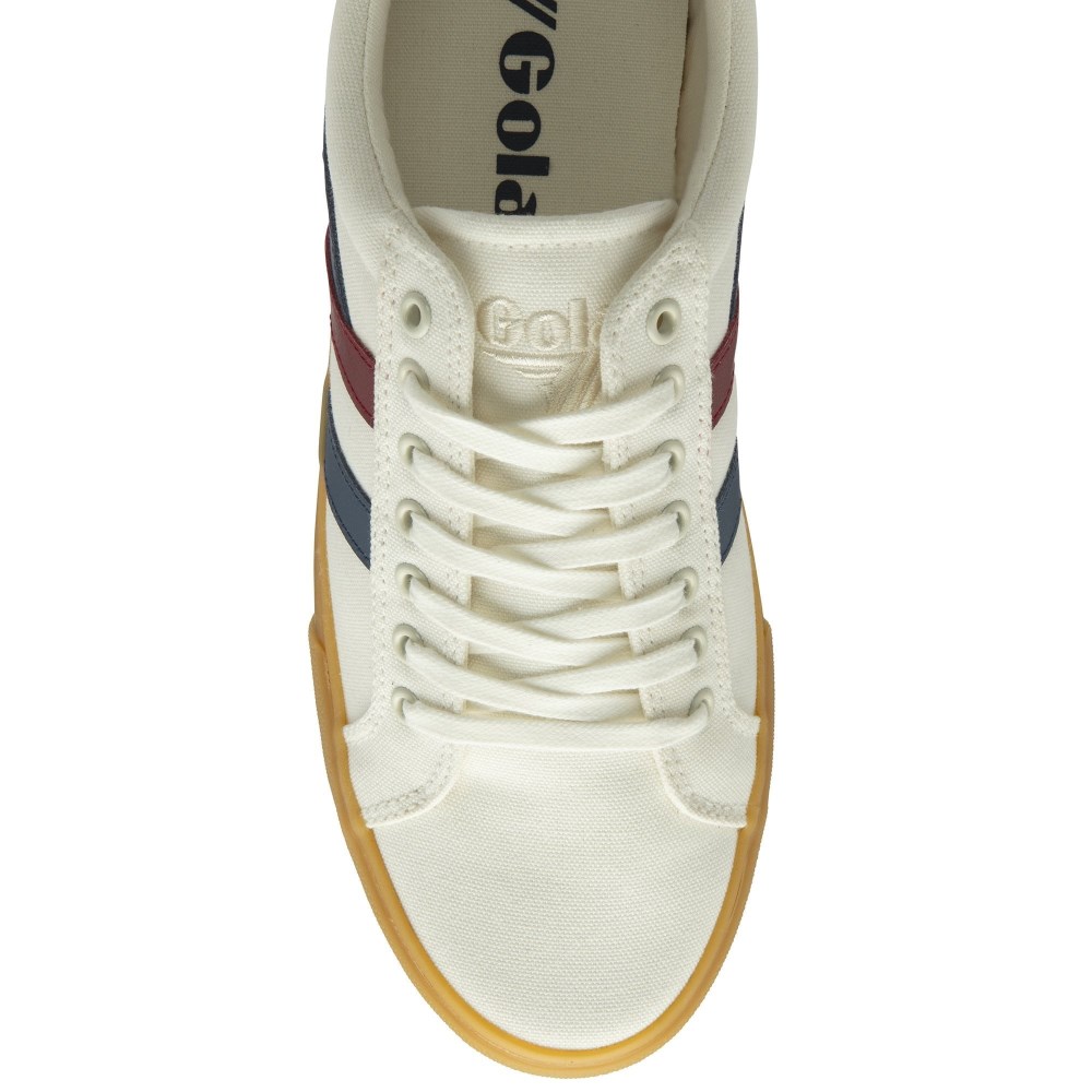 Vegan Gola Classics Men's Varsity Sneakers - Off White/Moonlight/Deep Red/Gum