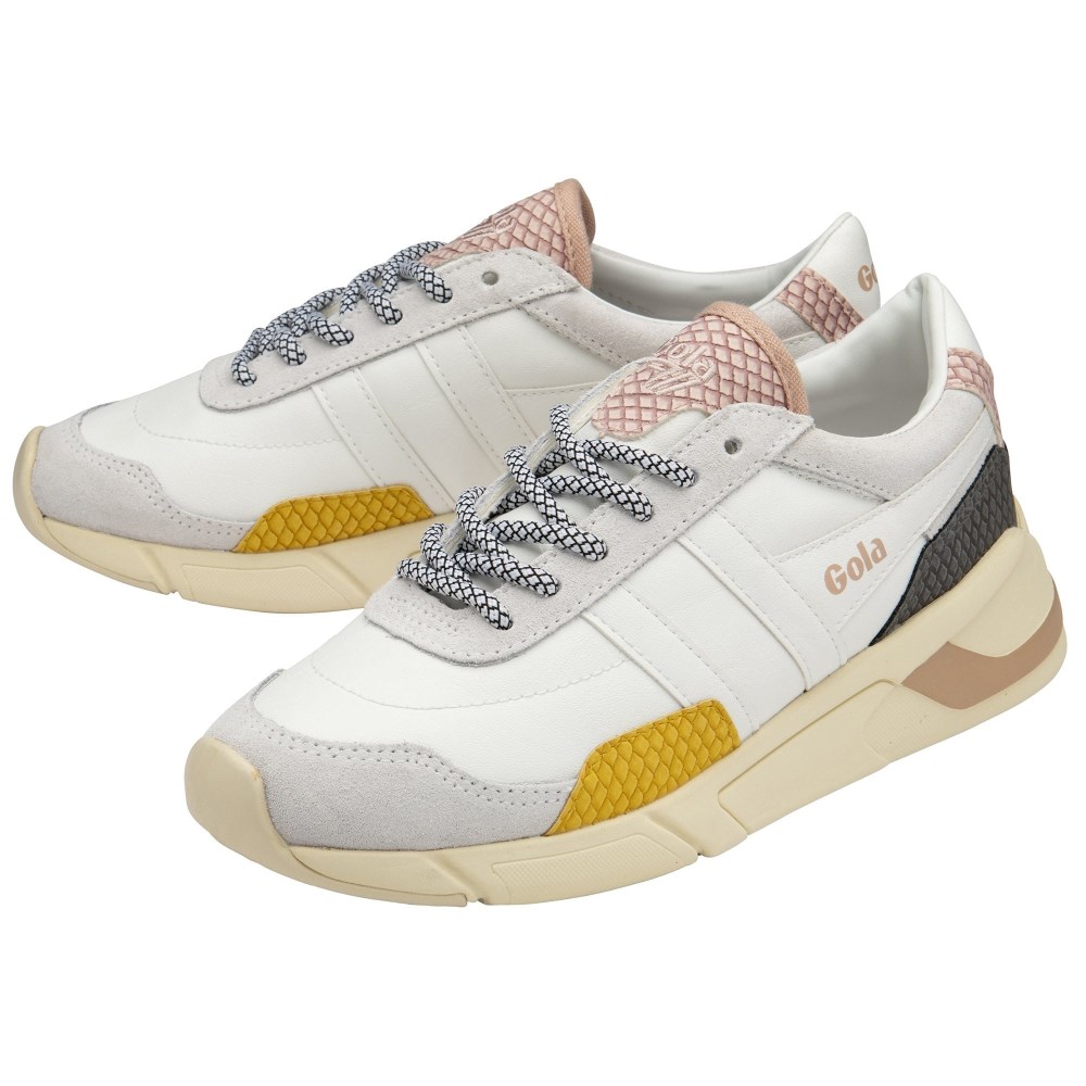 Gola Classics Women's Eclipse Trident Snake Sneakers - White/Sun/Pink