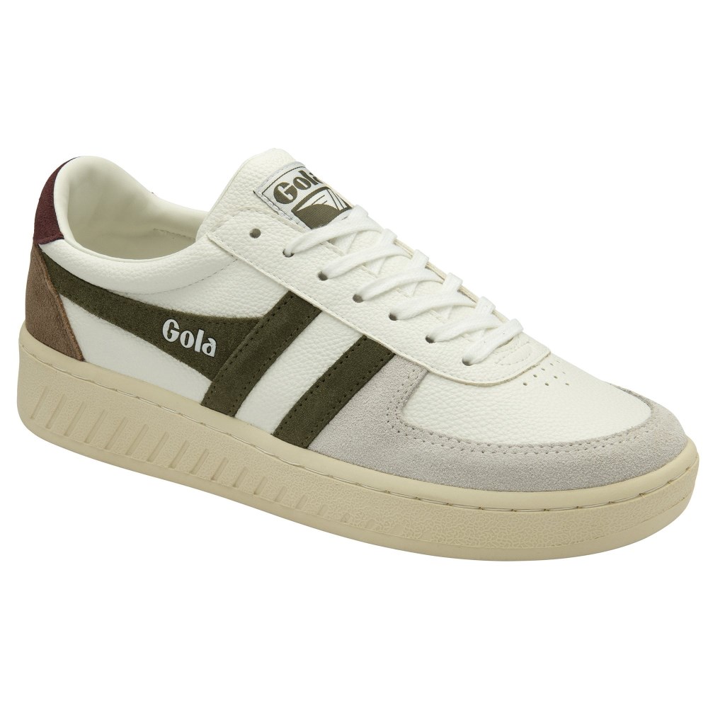 Gola Classics Men's Grandslam Trident Sneakers - White/Khaki/Burgundy