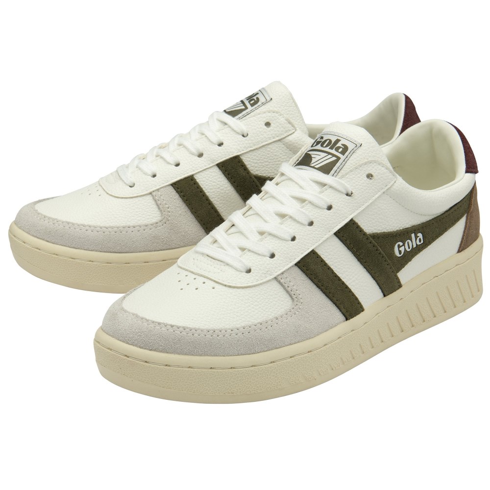 Gola Classics Men's Grandslam Trident Sneakers - White/Khaki/Burgundy