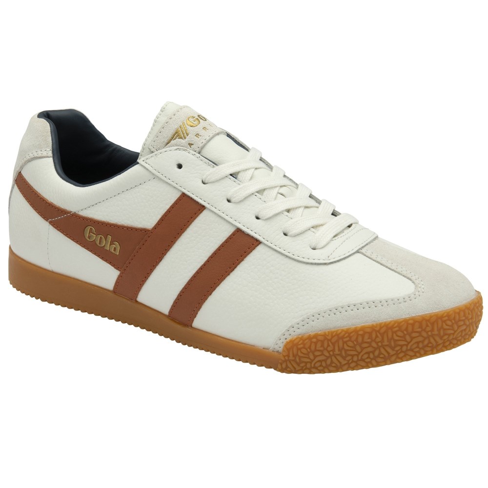 Gola Classics Men's Harrier Leather Sneakers - White/Moody Orange/Navy