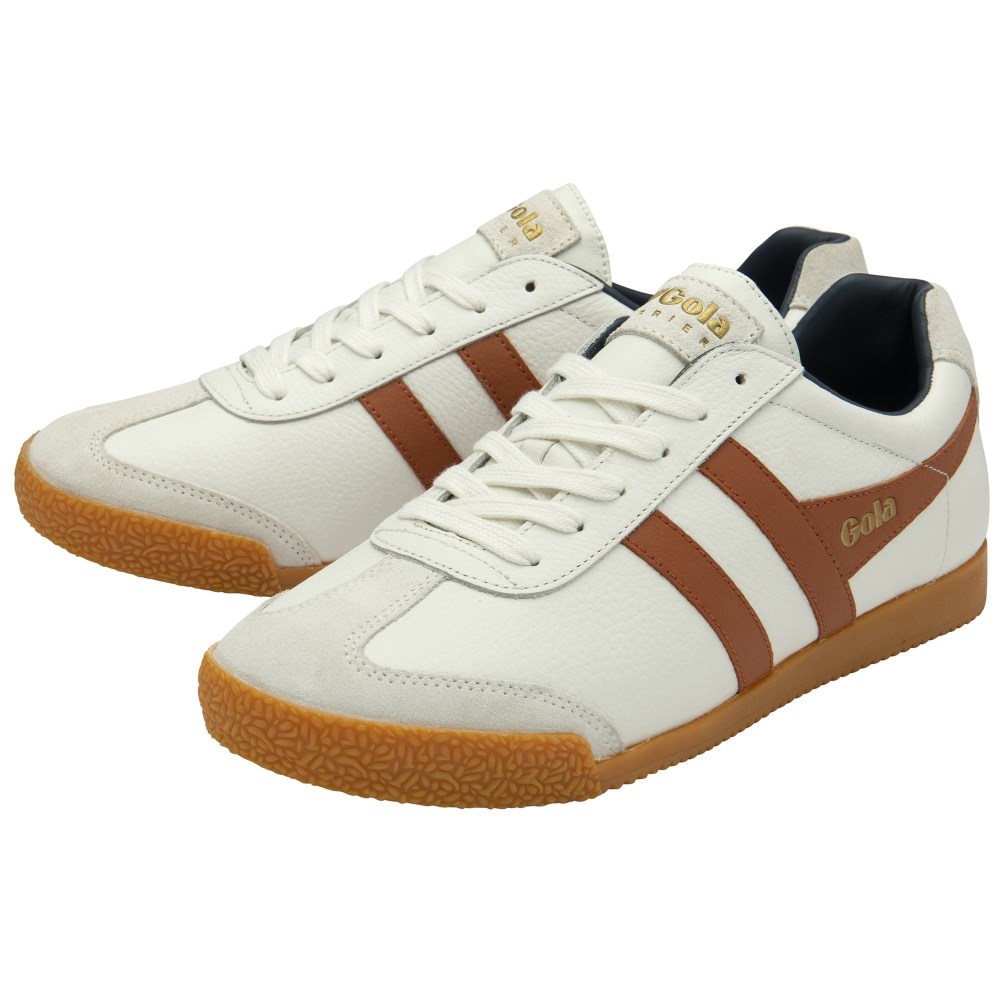 Gola Classics Men's Harrier Leather Sneakers - White/Moody Orange/Navy