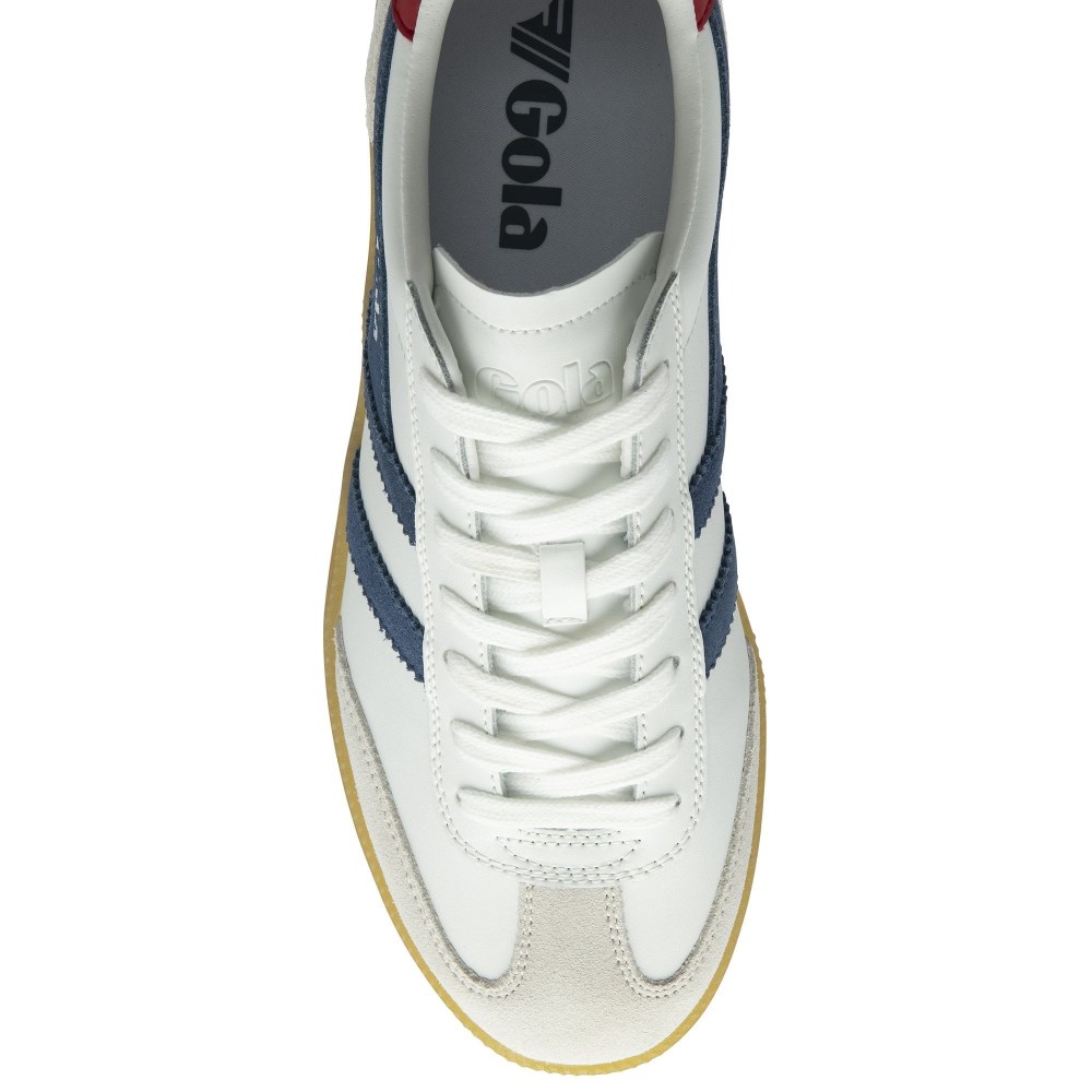 Gola Classics Men's Viper Leather Sneakers - White/Moonlight/Deep Red/Gum
