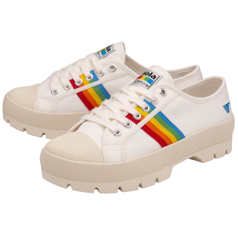 Vegan Gola Classics Women's Coaster Peak Rainbow - Off White/Multi