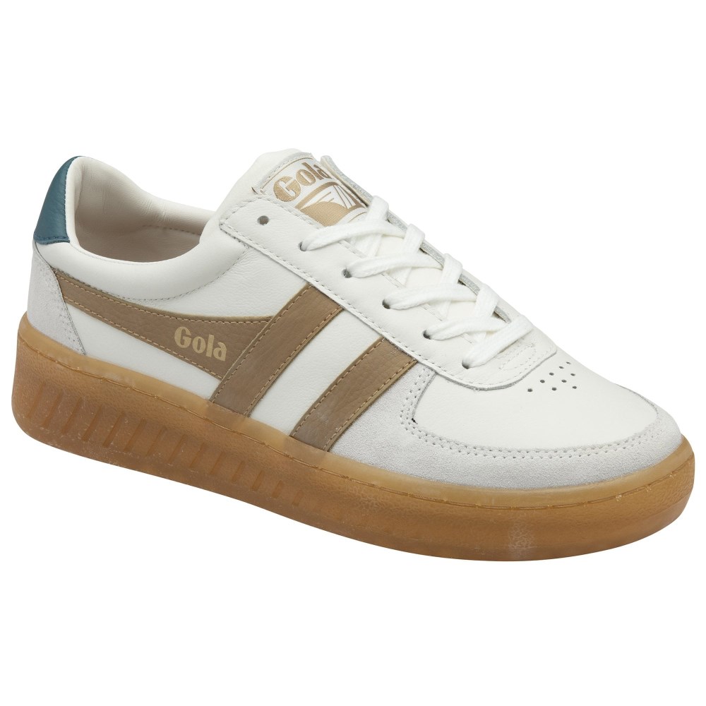 Gola Classics Women's Grandslam Elite Sneakers - White/Light Caramel/Peacock/Gum