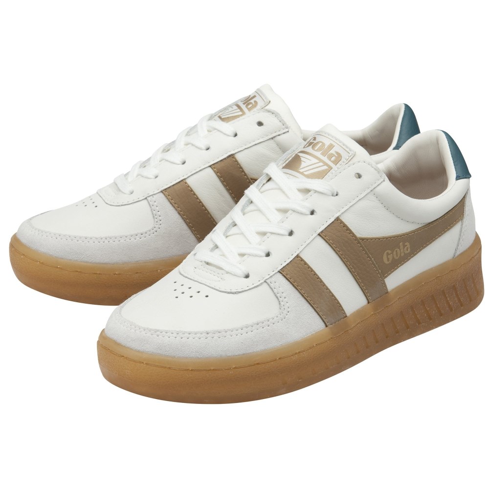 Gola Classics Women's Grandslam Elite Sneakers - White/Light Caramel/Peacock/Gum