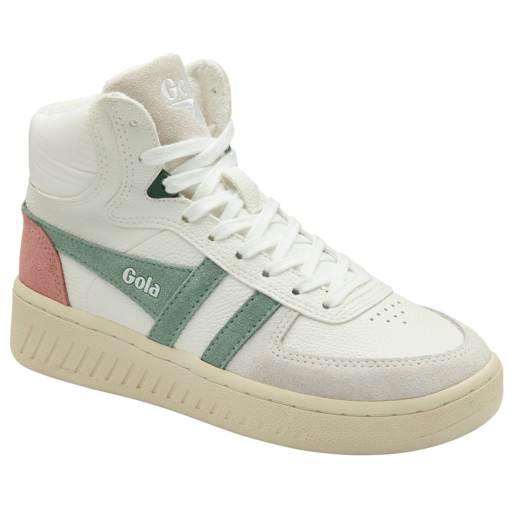 Gola Classics Women's Slam Trident Sneakers - White/Green Mist/Coral Pink