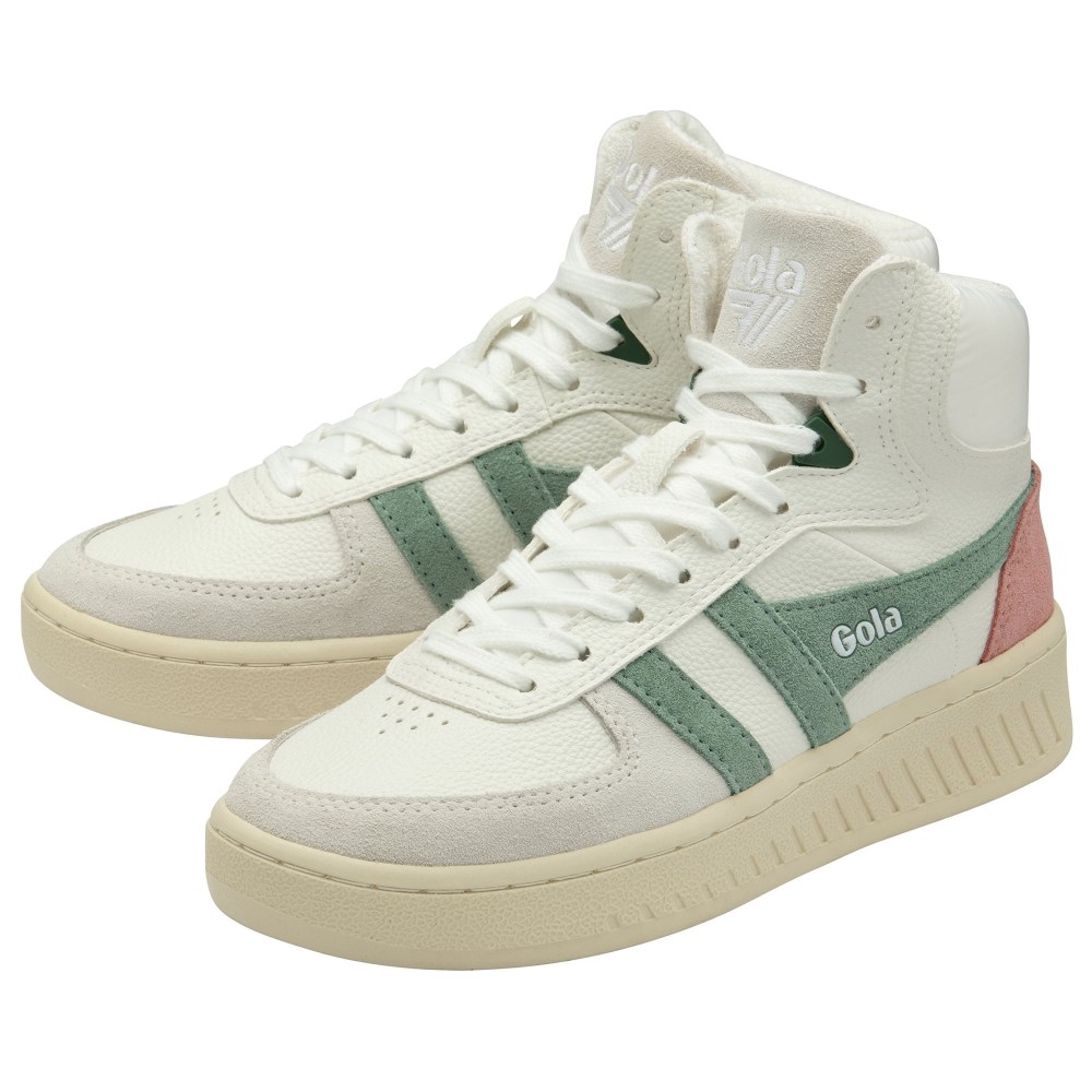 Gola Classics Women's Slam Trident Sneakers - White/Green Mist/Coral Pink