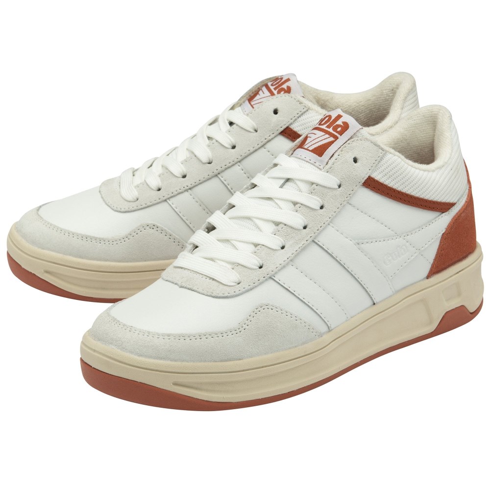 Gola Classics Women's Swerve Sneakers - White/White/Orange Spice