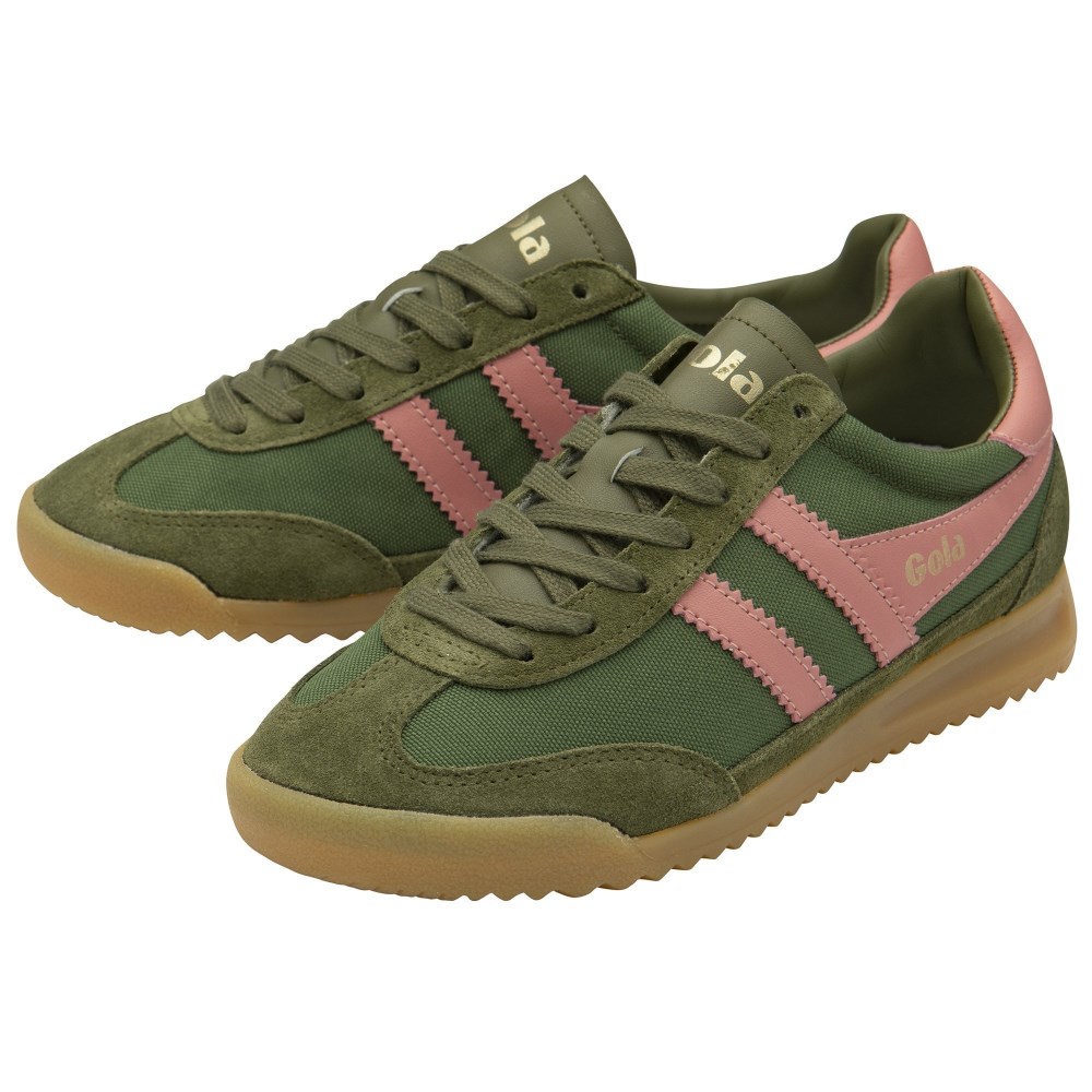 Gola Classics Women's Tornado Sneakers - Military Green/Coral Pink